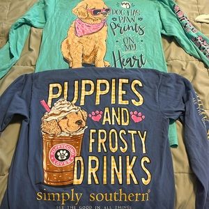 2 Simply Southern Long Sleeve Shirts - Cotton used size Small